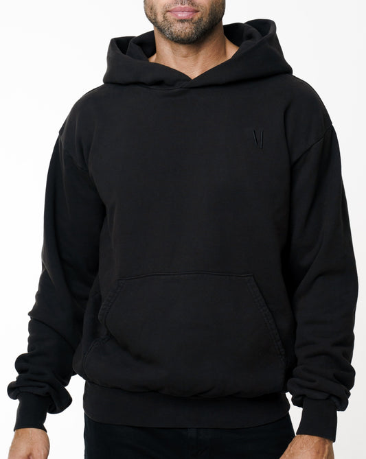 Oversized M Embroidery Vintage Black Hoodie