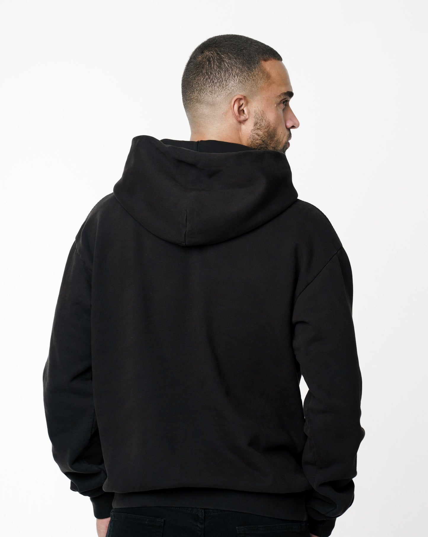 Oversized M Embroidery Vintage Black Hoodie